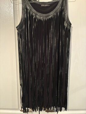 Black Fringe Sleeveless Dress